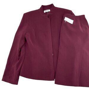 Kasper Skirt Suit Women 8 Petite Sherry Red Poly Knit 2pc Career Classic VTG NWT
